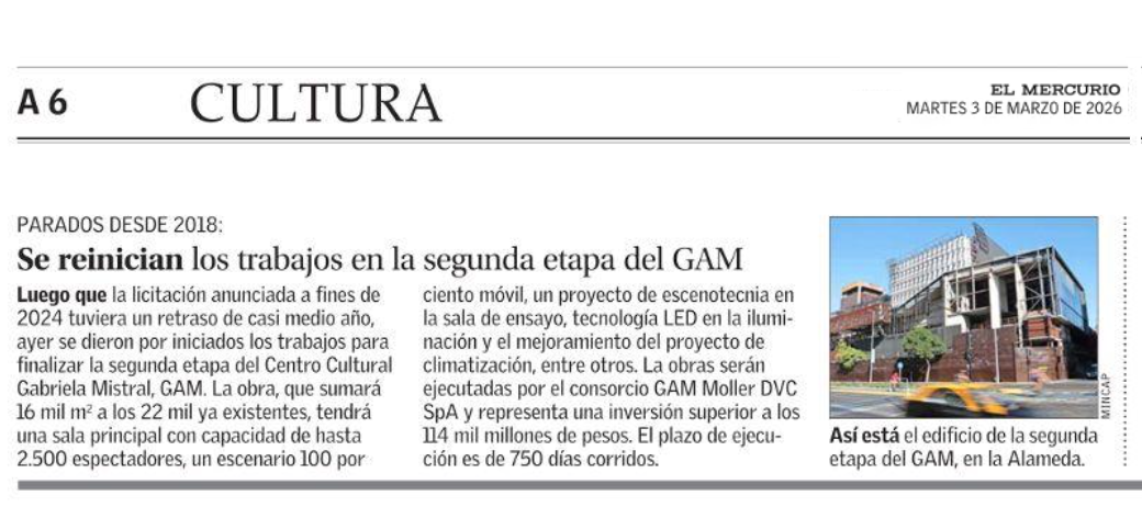 Se reinician los trabajos de la segunda etapa del GAM